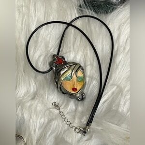 Unique Vintage Face Handmade Eclectic Unusual Necklace